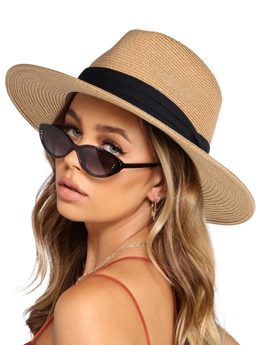 Neutral Straw Sun Hat with Black Band